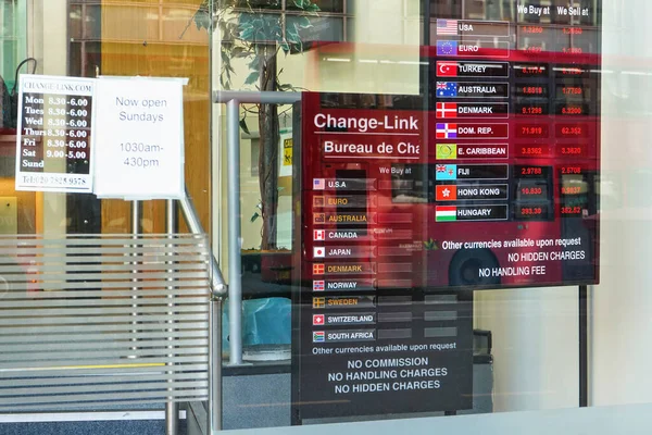 London Vereinigtes Königreich Februar 2019 Tabelle Mit Wechselkursen Eingangsfenster Der — Stockfoto