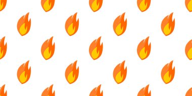 Seamless fire or flame icon pattern, repeats vertically and horizontally
