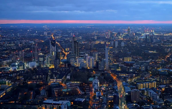 Vista Aérea Sudoeste Londres Hora Azul Logo Após Pôr Sol — Fotografia de Stock