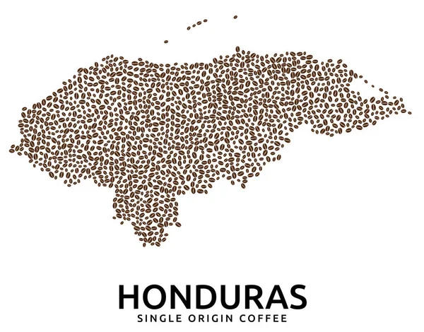 Forma Honduras Mapa Feito Grãos Café Espalhados Nome País Abaixo —  Vetores de Stock