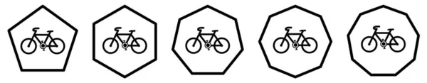 Icono Bicicleta Polígonos Con Diferentes Números Bordes Señal Bicicleta — Vector de stock