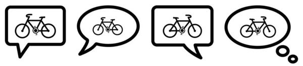Bicycle Icon Speech Bubble Different Version Ask Talk Think Bike — Stock Vector