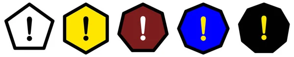 Icono Signo Exclamación Polígonos Con Diferente Número Bordes Señal Advertencia — Vector de stock
