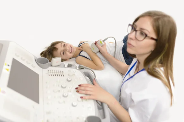 Cute Boy Being Diagnosed at Ultrasound Device — Stock Photo, Image