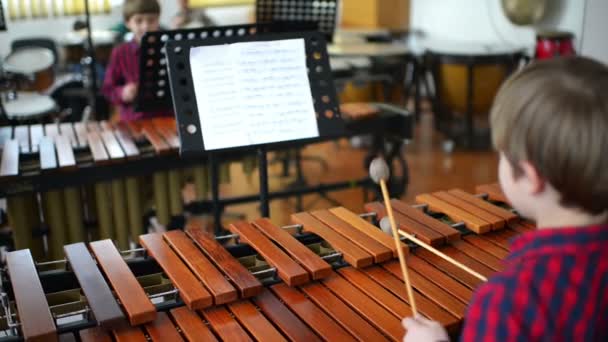 Enfant étudiant instrument de percussion — Video