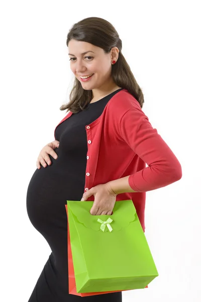 Shopaholic těhotná žena — Stock fotografie