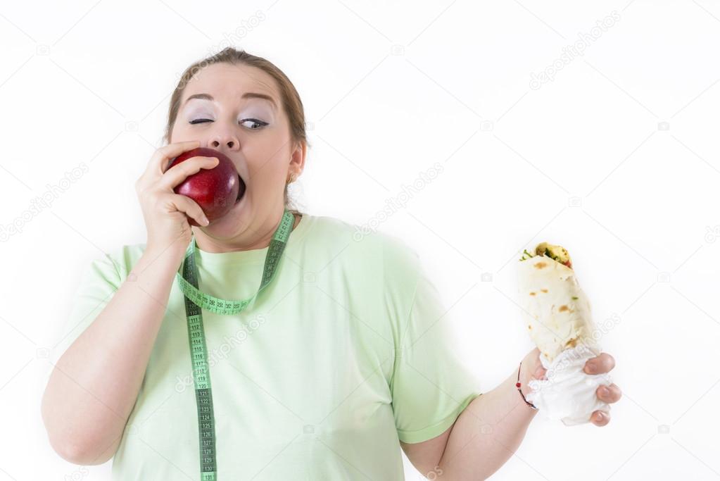 Corpulent Woman Struggling to Eat Healthy