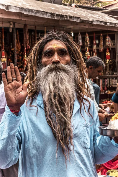 Monje Macho Indio Con Barba Larga Mercado — Foto de Stock