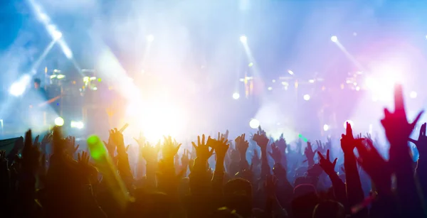 Kerumunan Dengan Mengangkat Tangan Festival Konser — Stok Foto