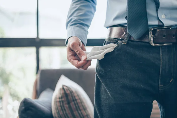 Ofis Çalışanı Kot Pantolonla Işini Kaybetti Cebinde Para Yok Boş — Stok fotoğraf