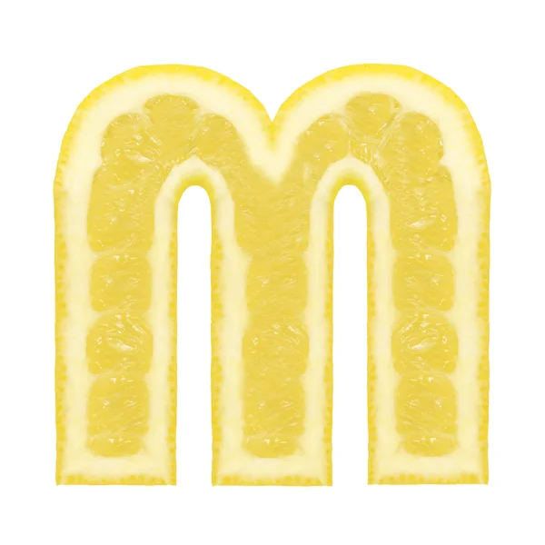 Lemon font. Letra M —  Fotos de Stock