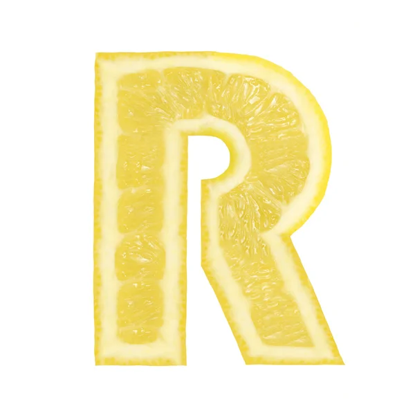 레몬 폰트입니다. 편지 R — 스톡 사진