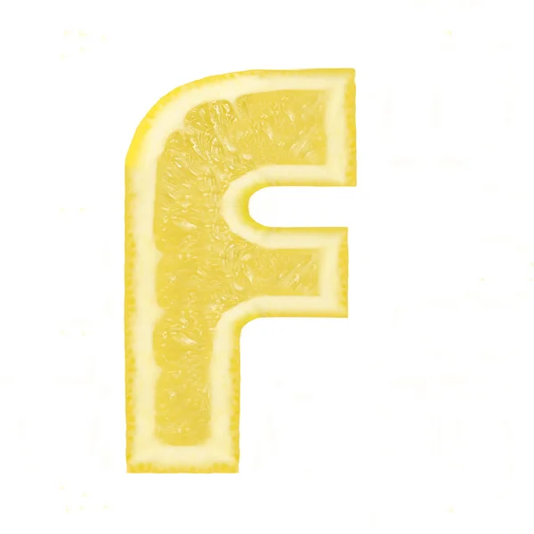 Лимонный шрифт. Буква F — стоковое фото