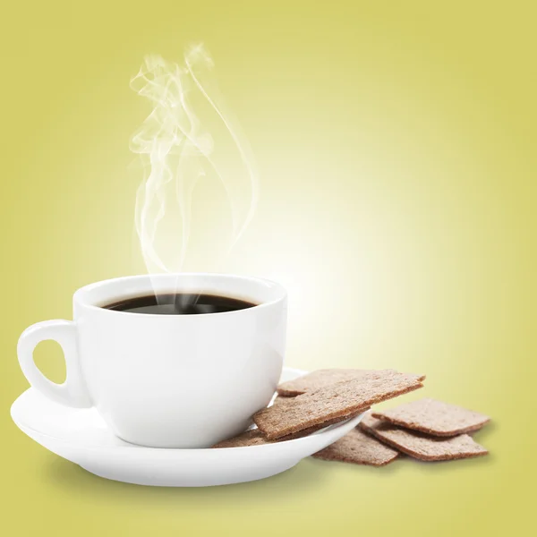 Café con galleta aislada sobre blanco —  Fotos de Stock