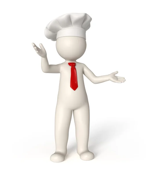 3D-chef-kok met rode stropdas — Stockfoto