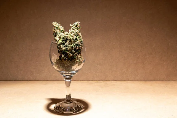 Készen Áll Hogy Fogyasztani Orvosi Marihuana Bimbók Belül Egy Kristály — Stock Fotó