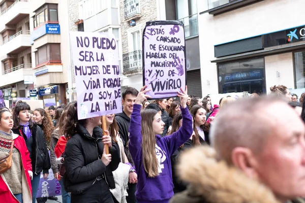 Vitoria Spanien März 2020 Protest Zum Internationalen Frauentag Kampf Für — Stockfoto