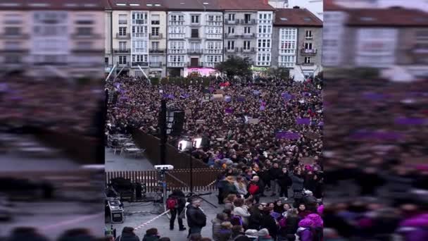 Vitoria Spain March 2020 International Women Day Protest Fight Equality — Stock Video