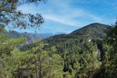 Güneşli bir yaz gününde Kıbrıs 'taki güzel dağ vadisi manzarası