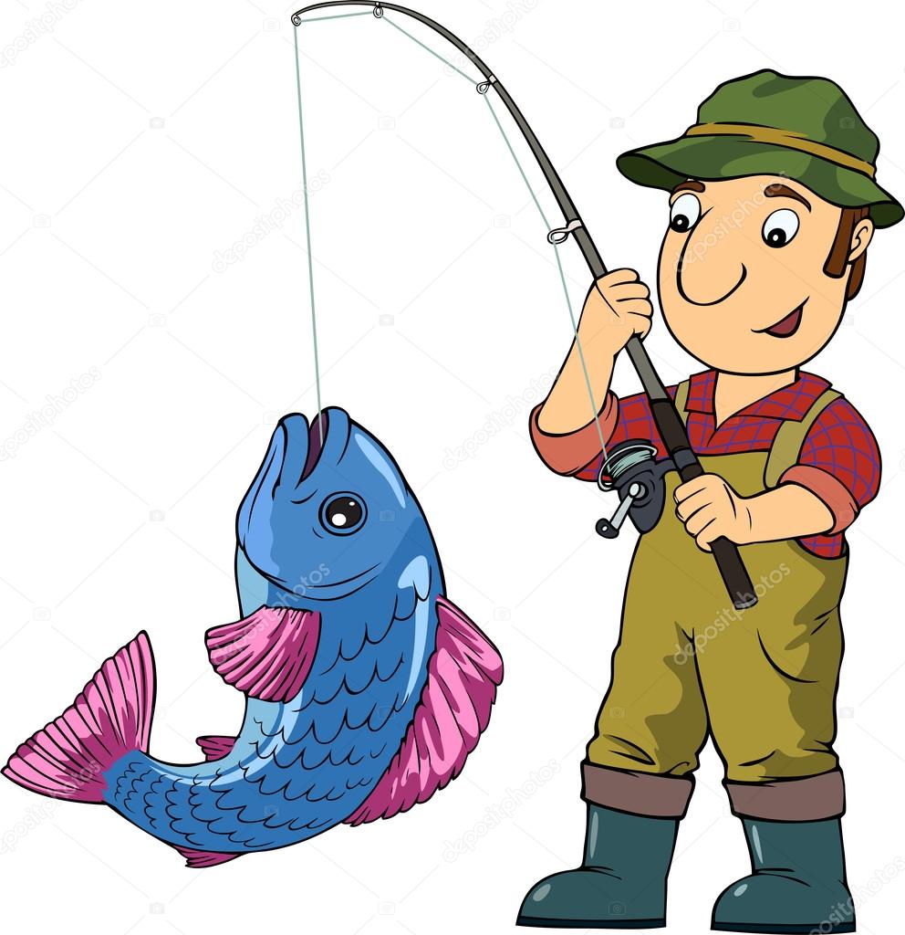 Fisherman catching big fish