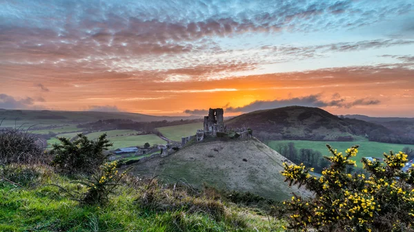 Corfe castelo por do sol — Fotografia de Stock