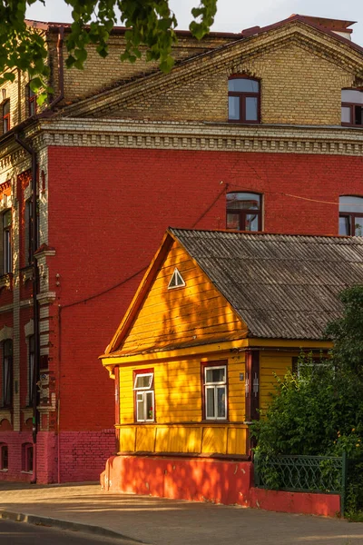 Гродно Беларус Июль 2021 Улица Закате Освещения Старой Части Города — стоковое фото