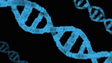 Fütürist fotokopi alanı animasyon arkaplanı üzerinde DNA sarmal molekülünün sanatsal dönüşümü.