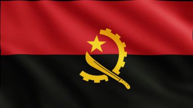 Angola 'nın sallanan bayrağı kumaş dokusuyla en iyi kalitede..