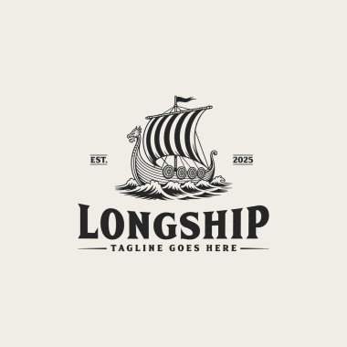 Viking Ejder Gemisi Logo Vintage.