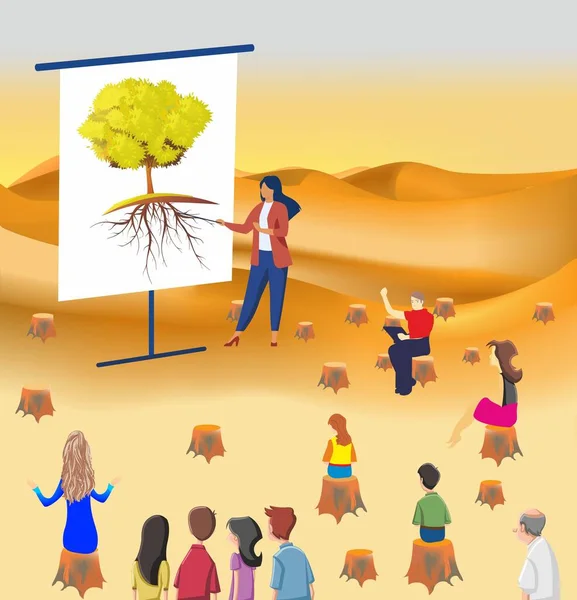 Zusammensetzung Die Zeigt Wie Wir Zukunft Über Bäume Lernen Werden — Stockvektor