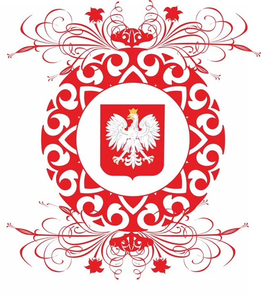 Röd Och Vit Komposition Med Emblemet Polen Centrum — Stock vektor