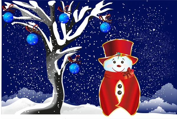 Christmas snowman, — Stock Vector