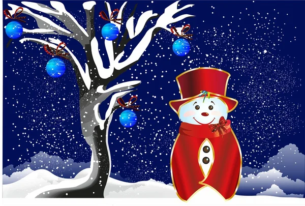 Christmas snowman, — Stockvector