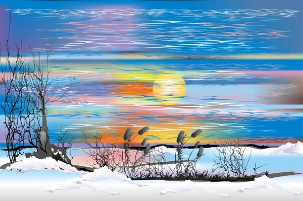 冬季景观, — 图库矢量图片