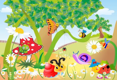 Fun in the forest, clipart