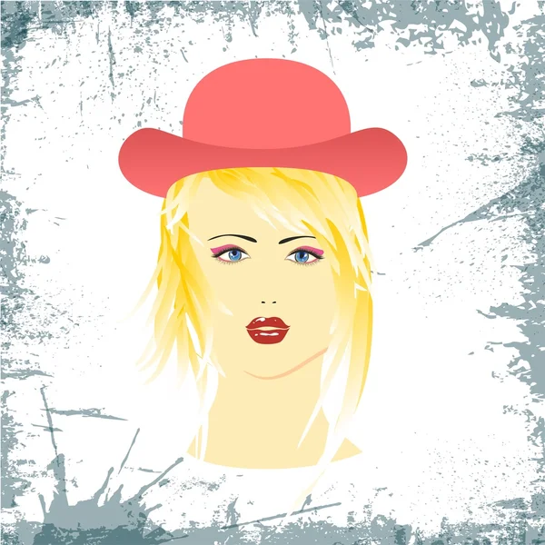 Mujer con sombrero , — Vector de stock