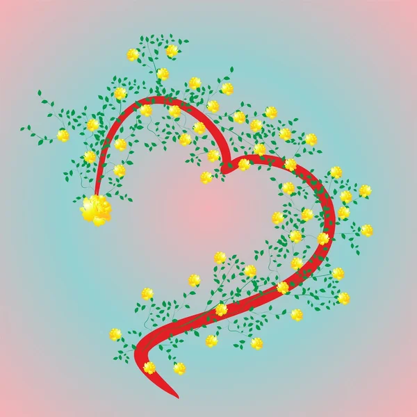 Corazones y rosas , — Vector de stock