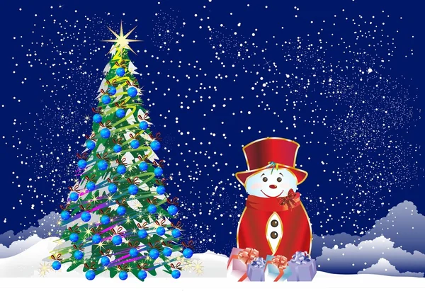 Christmas decoration with snowman — Stock Vector