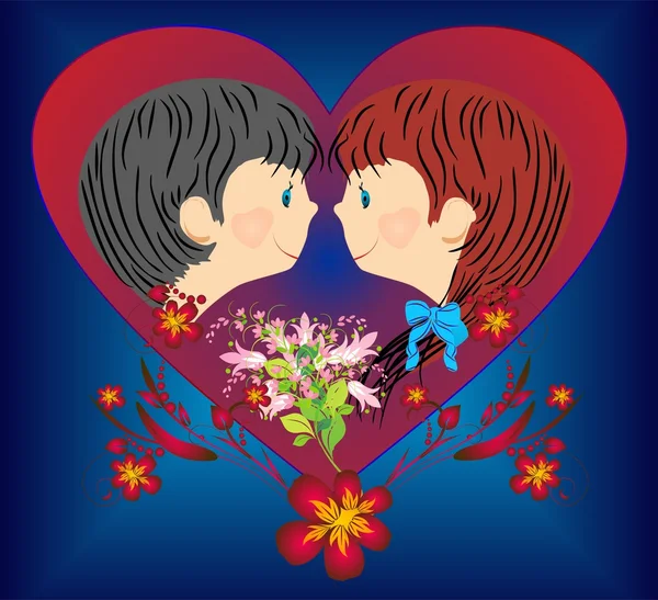 Adolescentes y amor — Vector de stock