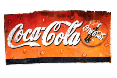 Grunge paslı retro vintage Coca-Cola metal tahta işaret.