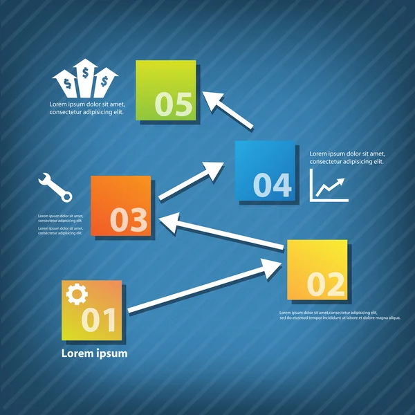 Design vettoriale colorato per il layout del flusso di lavoro — Vettoriale Stock