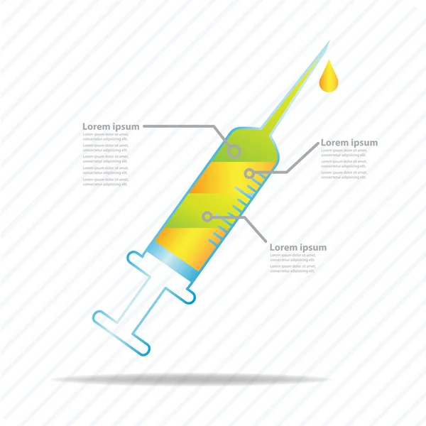 注射器と流出のドロップ. — ストックベクタ