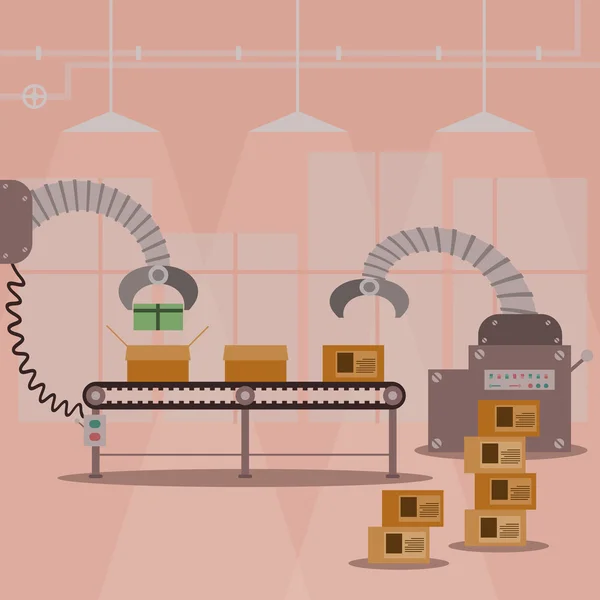 Máquina da fábrica da produção da caixa de presente . —  Vetores de Stock