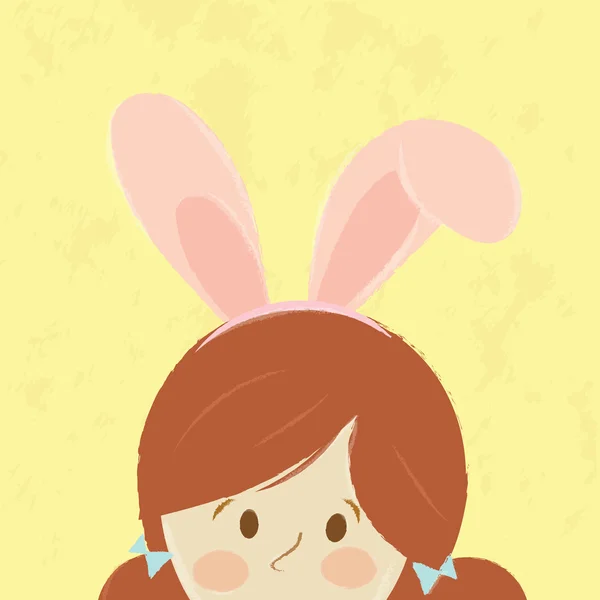 Söt flicka ware bunny rabbit öronen. — Stockfoto