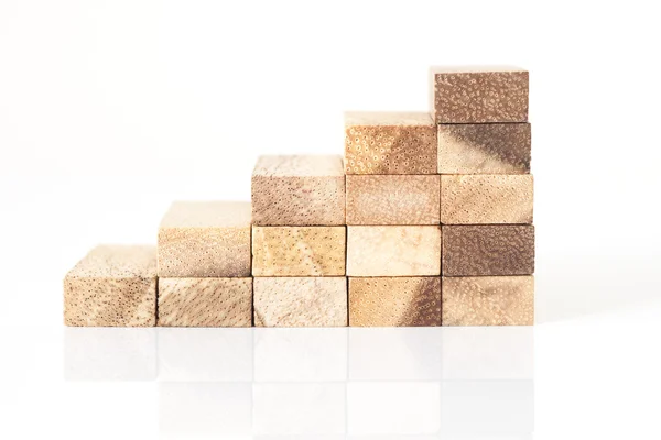 Wood block stacking as step stair. — Stock Photo, Image