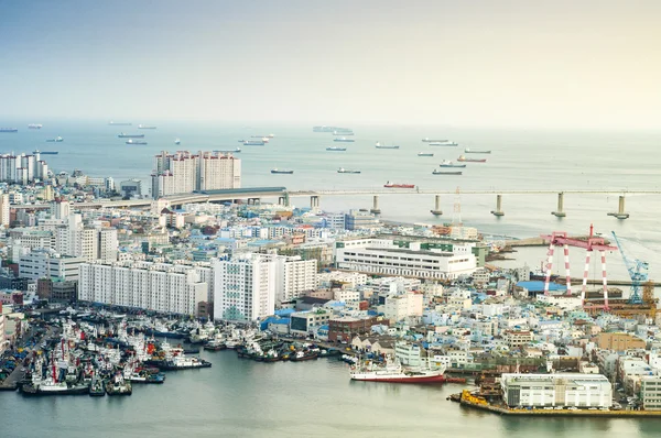 Vista do porto de Busan . — Fotografia de Stock