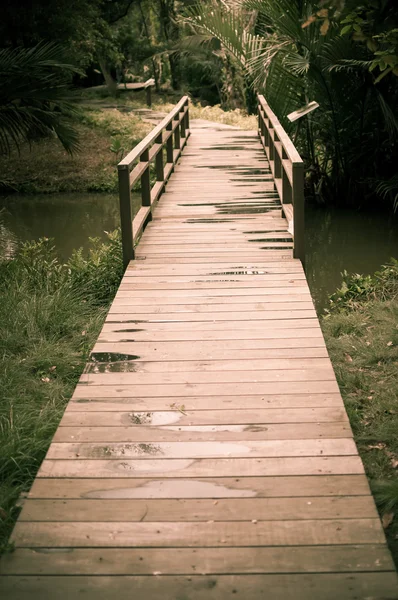 Velho caminho da ponte de madeira — Fotografia de Stock