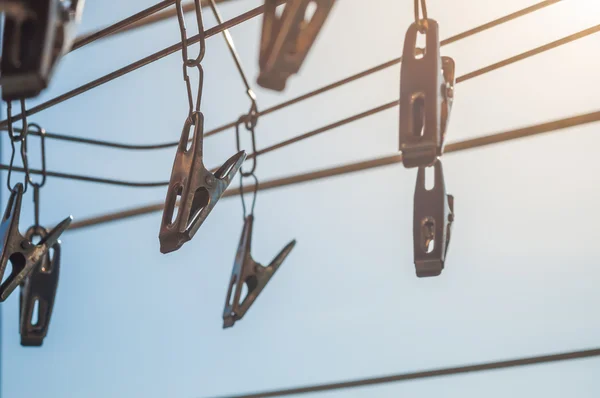 Laundry day with clothespins — Stock Photo, Image