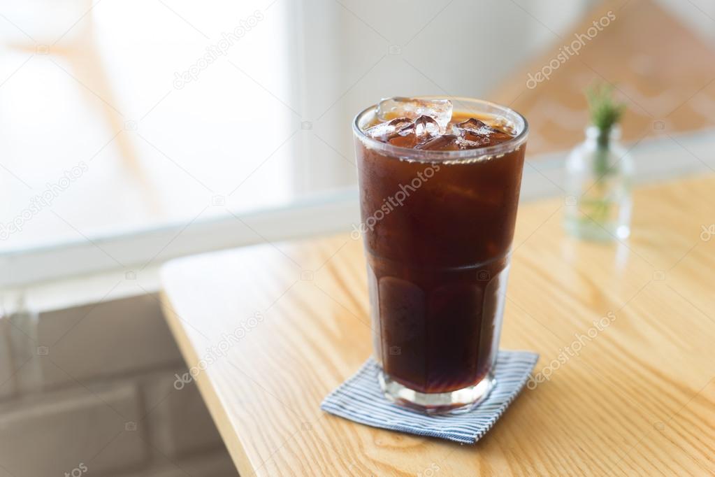 Iced Americano in cafe.