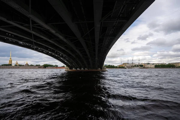 View Trinity Bridge Peter Paul Fortress Petrograd Side Petersburg — Stock Photo, Image